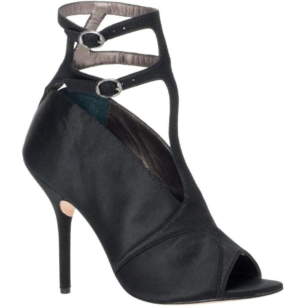 NWT/NIB - Leon Max Pika Satin Peep Hole Ankle Strap - 8.5